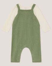 Newborn Fox Cable Knit Dungarees Set, Green (GREEN), large