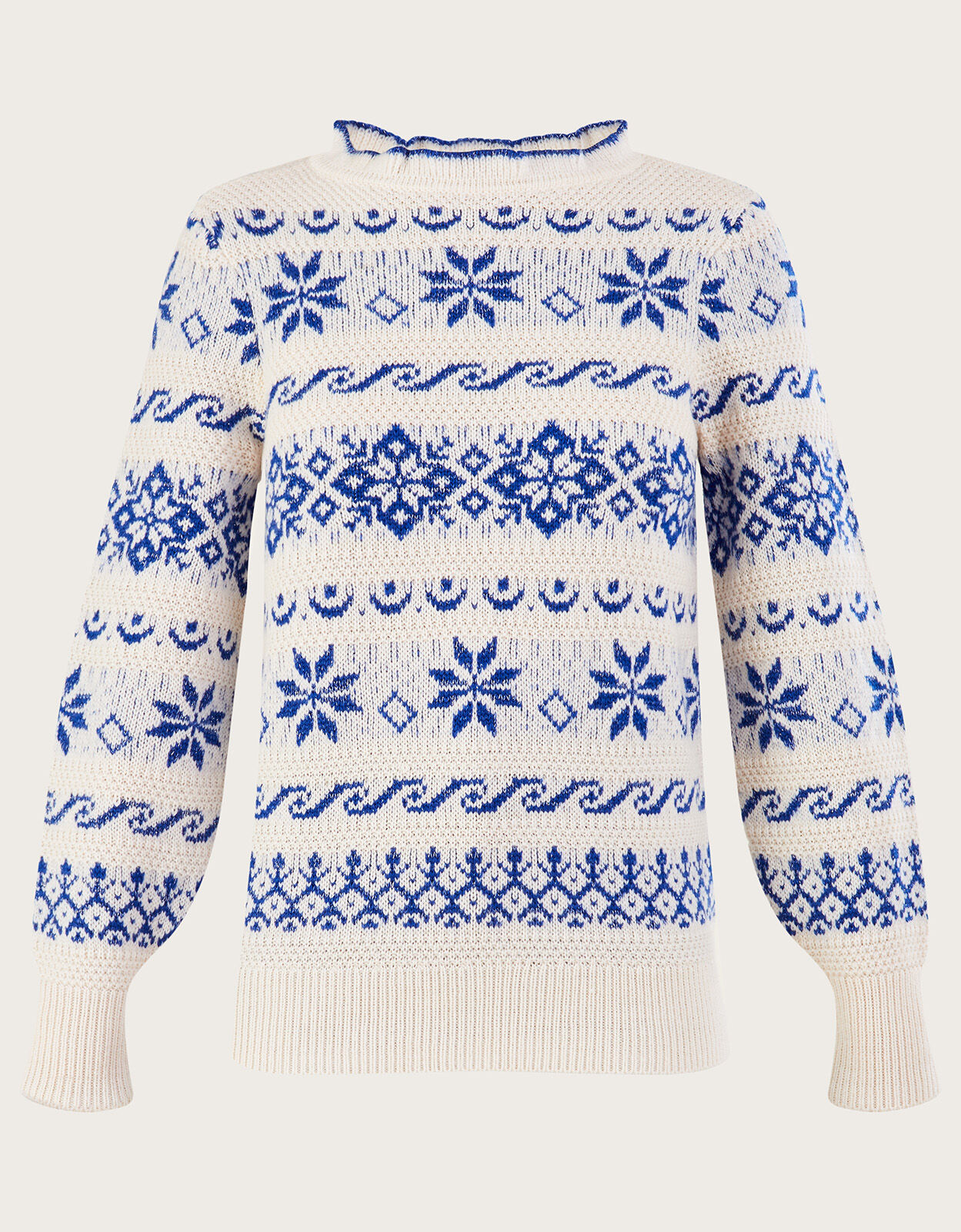 Snowflake Knit Sweater Blue Knitwear Monsoon US