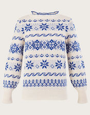 Snowflake Knit Jumper , Blue (COBALT), large