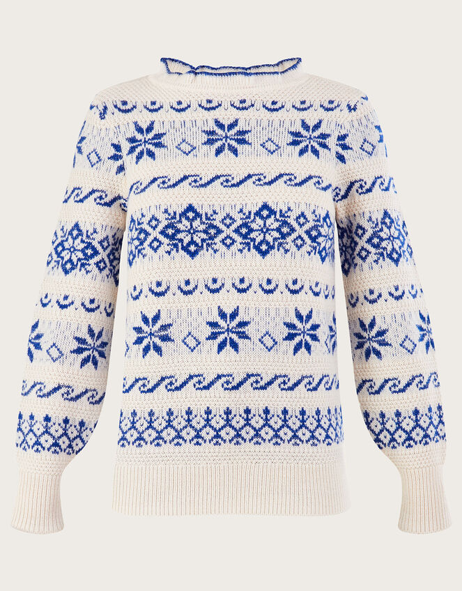 Snowflake Knit Jumper , Blue (COBALT), large