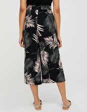 Palm Print Culottes in Recycled Fabric, Black (BLACK), large