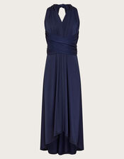 Tia Twist Front Prom Dress, Blue (NAVY), large