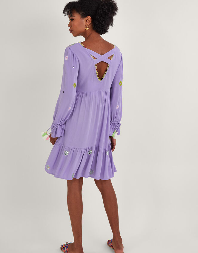Premium Embroidered Kaftan Dress in LENZING™ ECOVERO™, Purple (LILAC), large