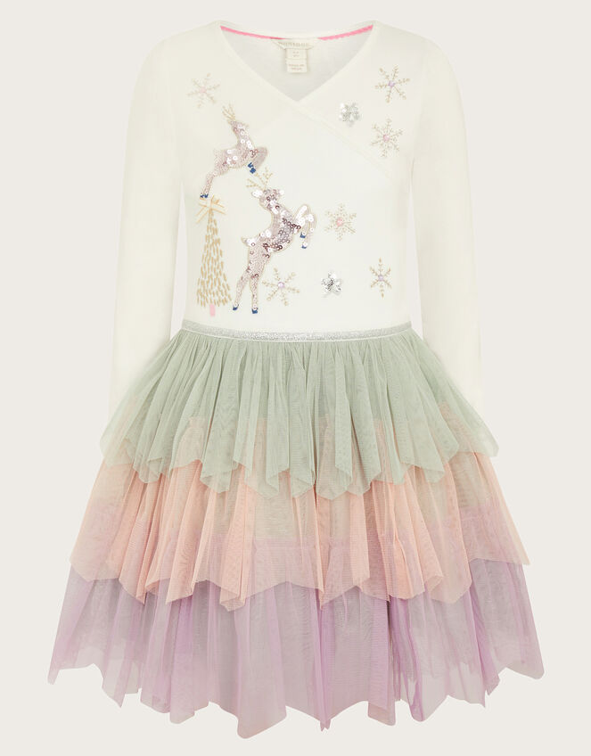 Christmas Scene Tulle Disco Dress, Ivory (IVORY), large