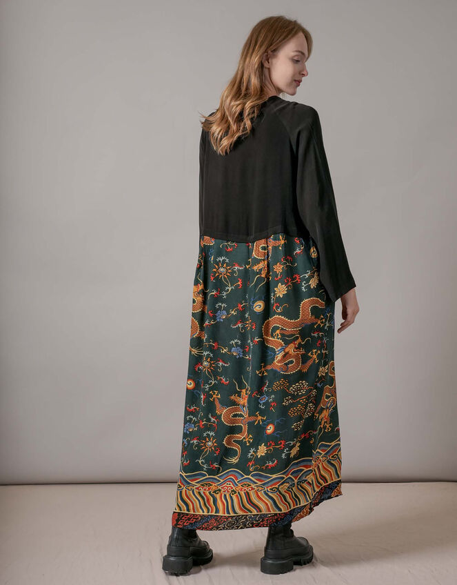 One Hundred Stars Dragon Print Slouch Dress, Green (GREEN), large