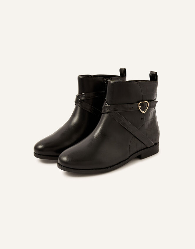 Strap Buckle Boots, Black (BLACK), large