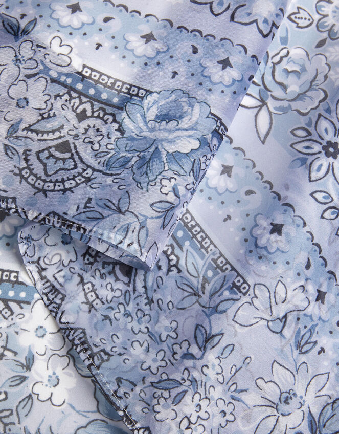 Paris Paisley Print Hanky Hem Dress, Blue (BLUE), large