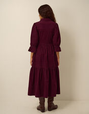 Winnie Corduroy Midi Shirt Dress, Red (BURGUNDY), large