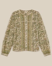 East Odette Hand-Woodblock Print Blouse, Multi (MULTI), large