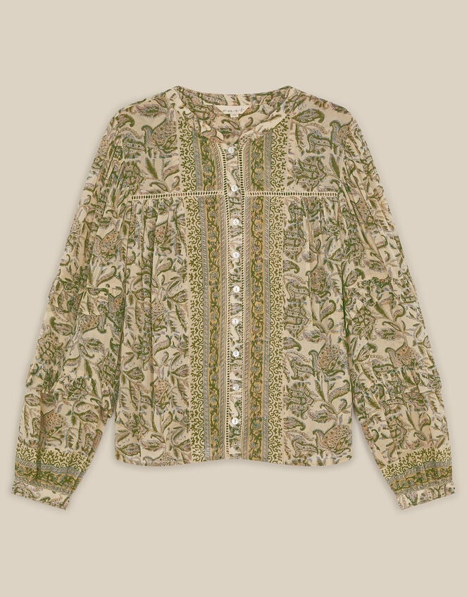 East Odette Hand-Woodblock Print Blouse, Multi (MULTI), large