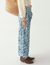 Maison Hotel Wide-Leg Trousers, Blue (BLUE), large