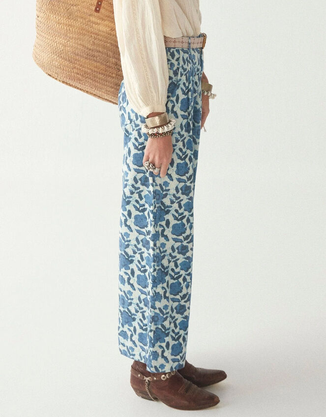 Maison Hotel Wide-Leg Trousers, Blue (BLUE), large