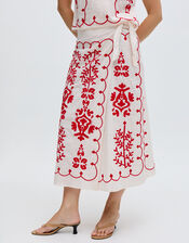 Raffya Freya Embroidered Midi Wrap Skirt, Multi (MULTI), large