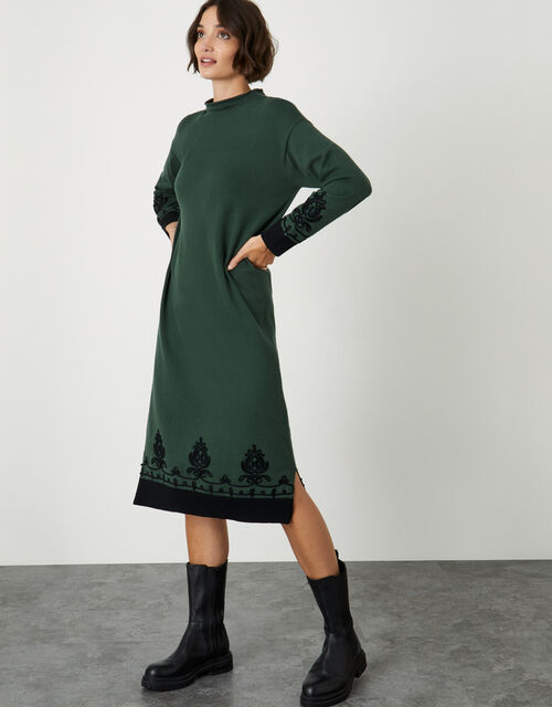 Lena Cornelli High Neck Dress, Green (GREEN), large