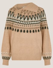 Fifi Fair Isle Sweater, Camel (CAMEL), large