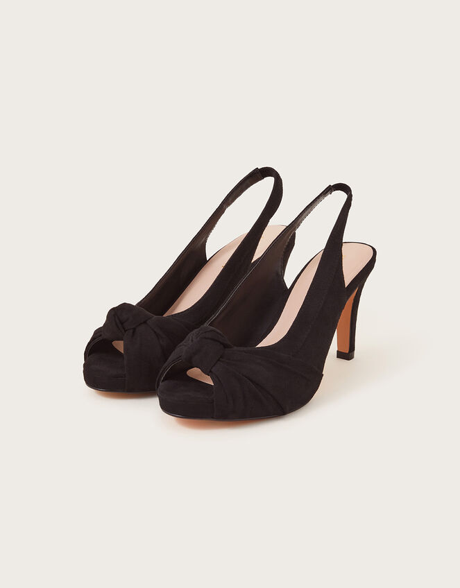 Suede Peep Toe Heels Black