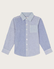 Contrast Stripe Shirt, Blue (BLUE), large
