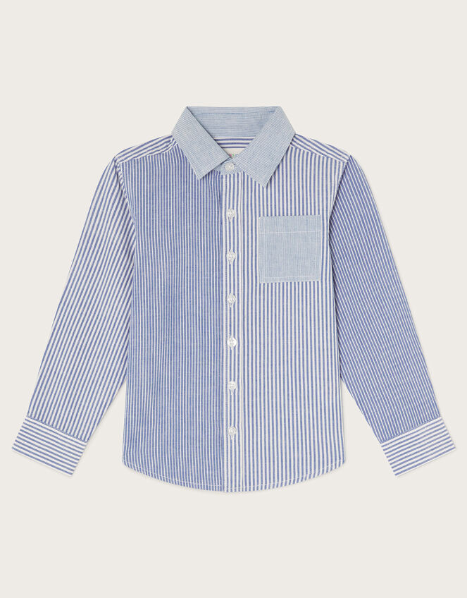 Contrast Stripe Shirt, Blue (BLUE), large