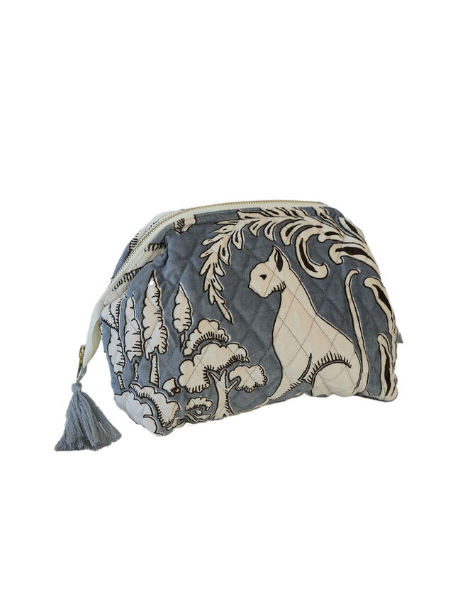 One Hundred Stars Sphinx Velvet Pouch, Grey (GREY), large