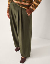 Esther Pleated Trousers, Green (KHAKI), large