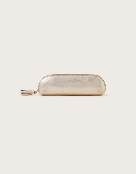 Metallic Leather Pencil Case Gold, Gold (GOLD), large