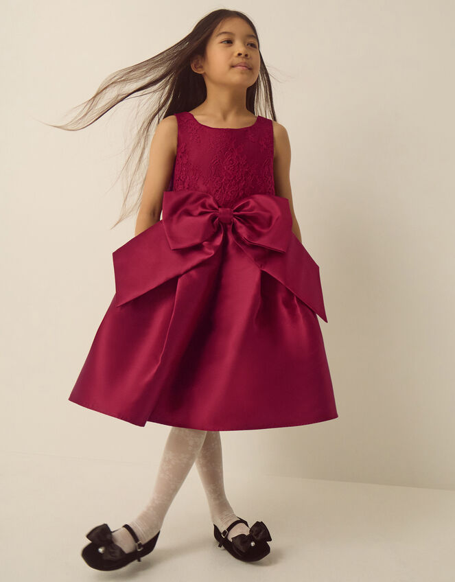 Juno Lace Bodice Party Dress, Red (BURGUNDY), large