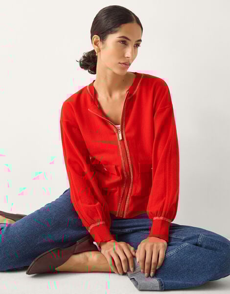 Nolan Knit Bomber Jacket, Red (RED), large