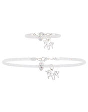 Sparkle Encased Unicorn Bracelet and Necklace Set, , large