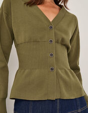 Suzy Fitted V-Neck Cardigan, Green (GREEN), large