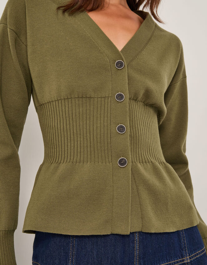 Suzy Fitted V-Neck Cardigan, Green (GREEN), large
