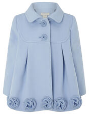 Baby Blue Rose Applique Coat, Blue (PALE BLUE), large