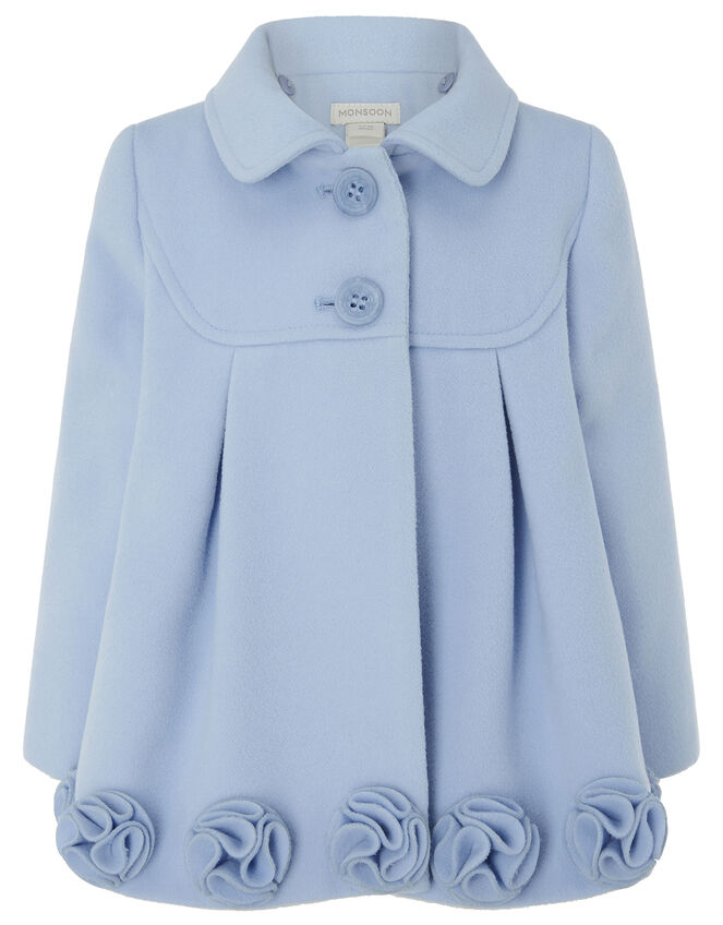 Baby Blue Rose Applique Coat, Blue (PALE BLUE), large