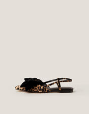 Aria Bow Leopard Slingback Flats, Brown (BROWN), large