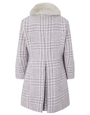 Dogtooth Tweed Coat, Purple (LILAC), large