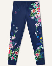 Floral Leggings, Blue (NAVY), large