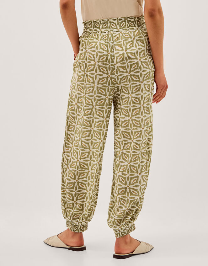 Elma Print Balloon Pants, Green (KHAKI), large