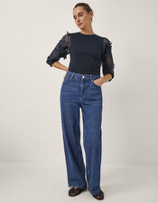Embellished Floral Blouse, Blue (NAVY), large