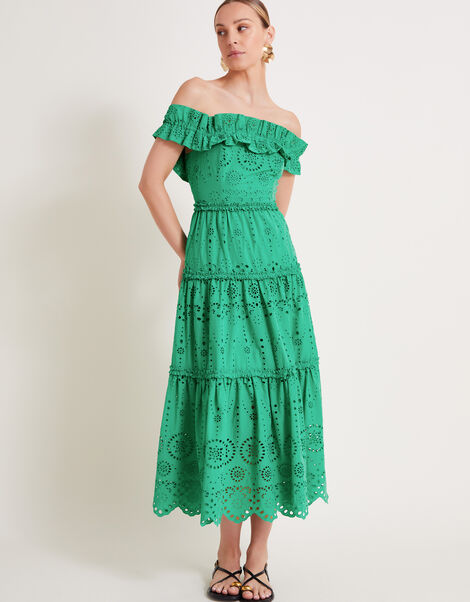 Brynn Broderie Dress, Green (GREEN), large