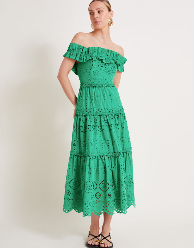 Brynn Broderie Dress, Green (GREEN), large