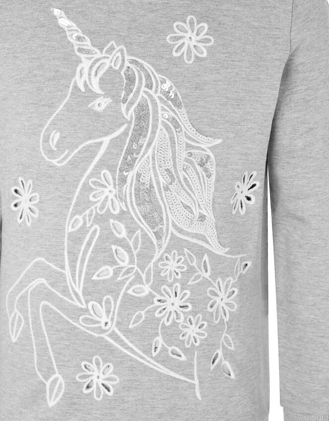 Sequin Broderie Unicorn Sweatshirt, Grey (GREY), large
