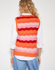 Sasha Scallop Stripe Knitted Vest, Pink (PINK), large