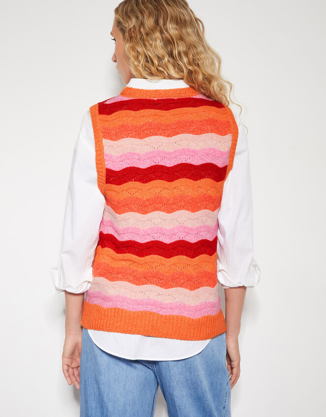 Sasha Scallop Stripe Knitted Vest, Pink (PINK), large