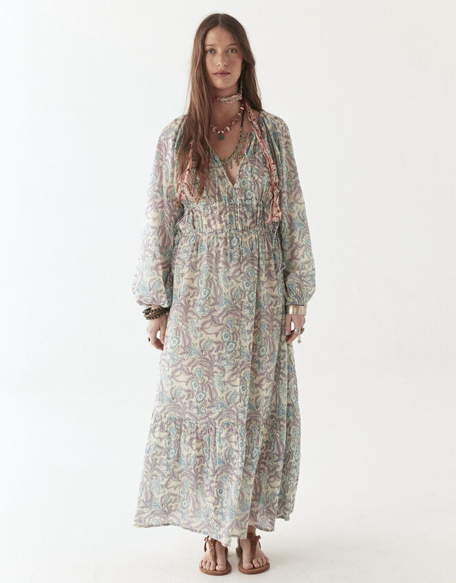 Maison Hotel Flora Long Sleeve Maxi Dress, Blue (BLUE), large