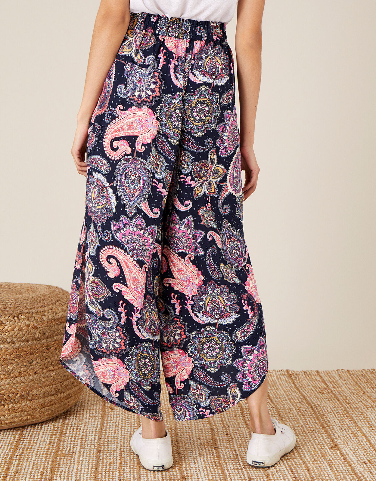 Paisley Cropped Trousers in LENZING ECOVERO Blue Sarongs Monsoon Global