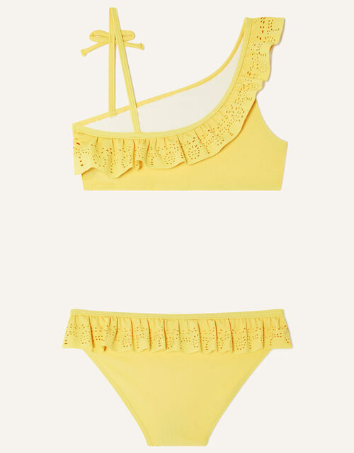 Laser Cut One-Shoulder Bikini, Yellow (YELLOW), large