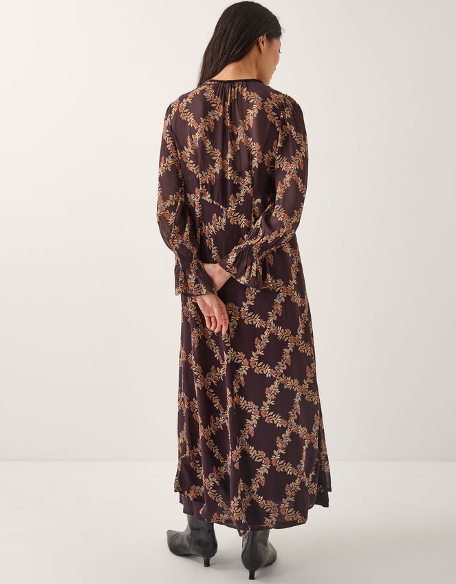 Cheryl Diamond Floral Print Midi Dress, Brown (CHOCOLATE), large