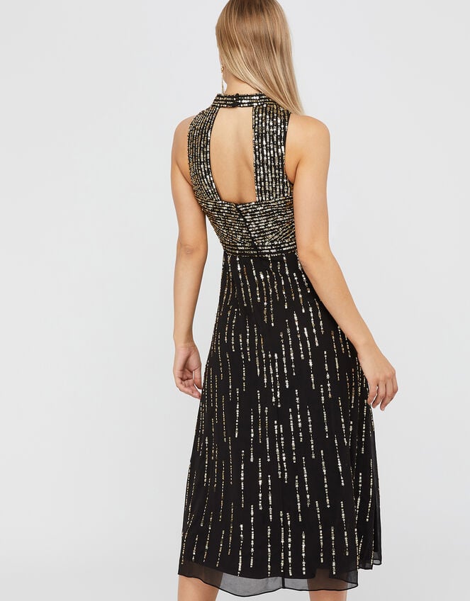 Lisa Star Sequin Midi Dress, Black (BLACK), large