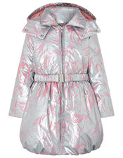 Metallic Unicorn Padded Coat, Silver (SILVER), large