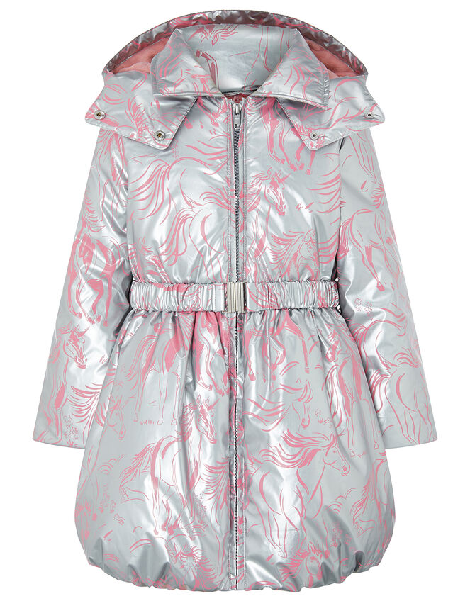 Metallic Unicorn Padded Coat, Silver (SILVER), large