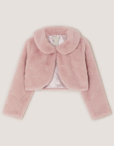 Posie Pearl Faux Fur Jacket, Pink (PINK), large